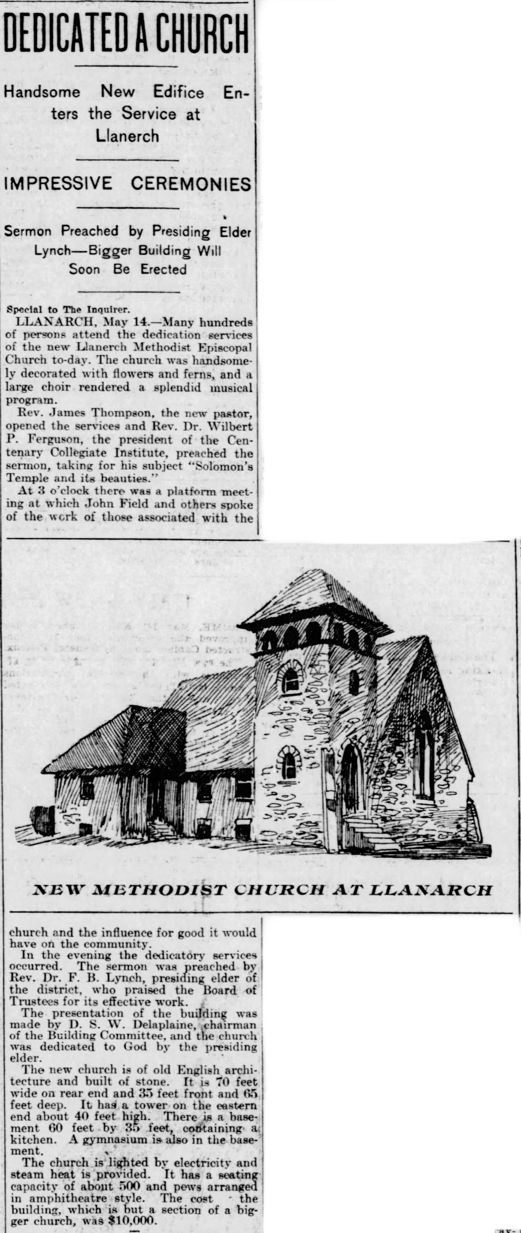 Llanerch Methodist Dedicated